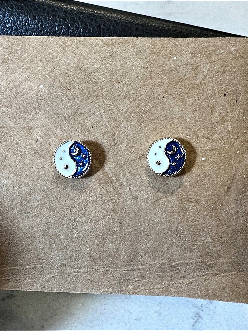 Blue & White Enamel Stud Earrings